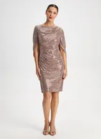 Metallic Drape Sleeve Dress