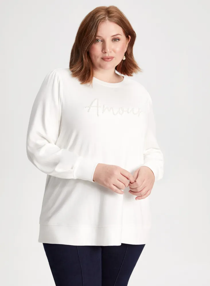 Pearl Detail Long Sleeve Pullover