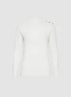 Jewelled Button Mock Neck Sweater