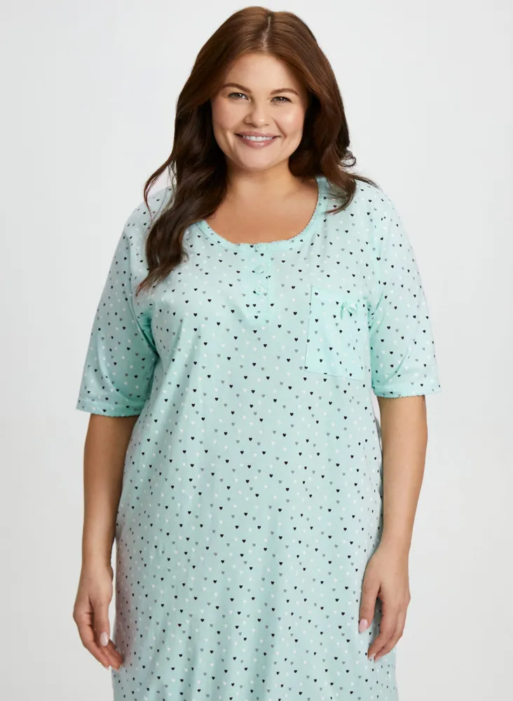 Polka Dot Motif Nightgown