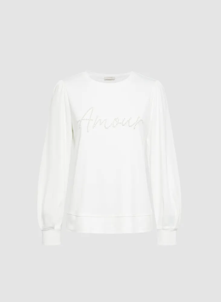 Pearl Detail Long Sleeve Pullover