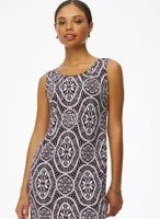 Medallion Print Dress & Cardigan Set