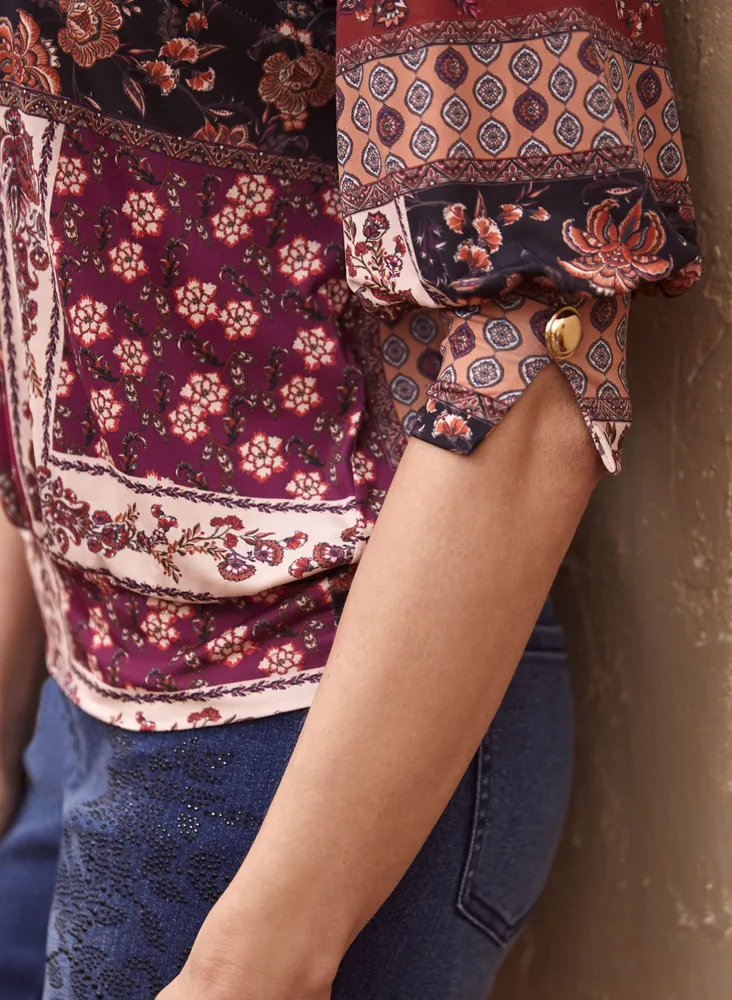 Patchwork Floral Print Top