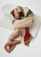 Colour Block Pleated Lightweight Scarf