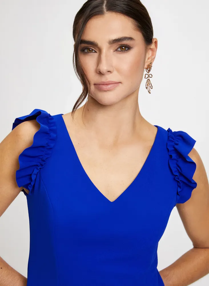 Ruffle Detail Cap Sleeve Dress