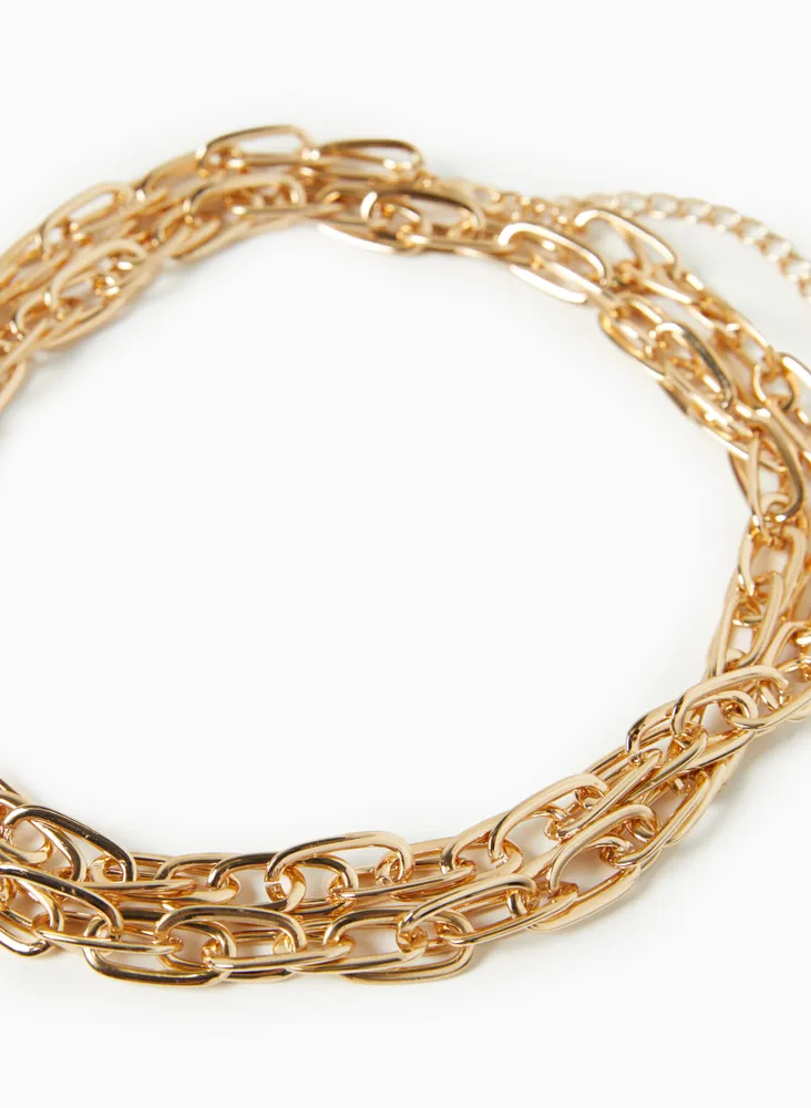 Gold Metallic Chain Link Necklace