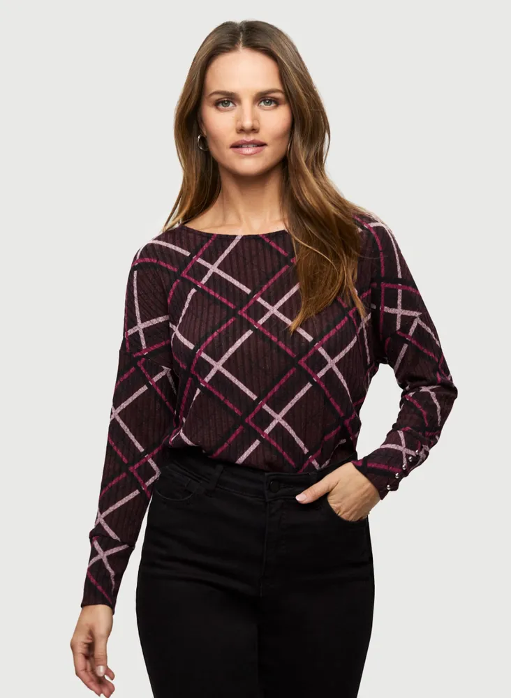 Plaid Motif Top