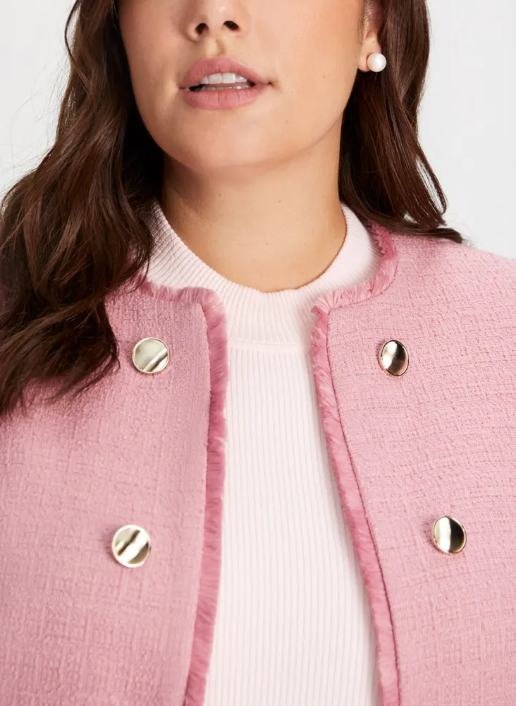 Fringe & Button Detail Jacket
