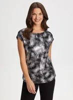 Abstract Metallic Print Top