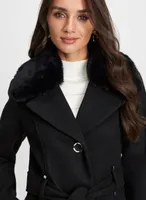 Belted Stretch Wool Blend Coat