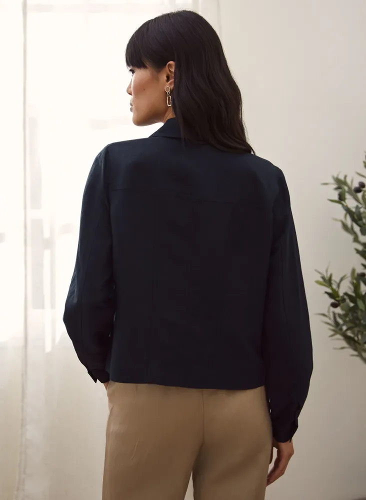 Linen-Blend Short Jacket