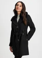 Belted Stretch Wool Blend Coat