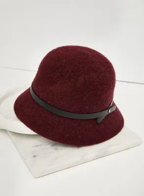 Vegan Leather Trim Cloche Hat