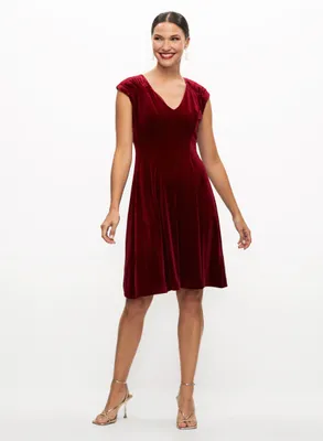Long-Sleeve Bodycon Velvet Dress with Mesh Cut-Outs