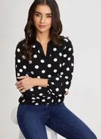 Dot Motif V-Neck Top