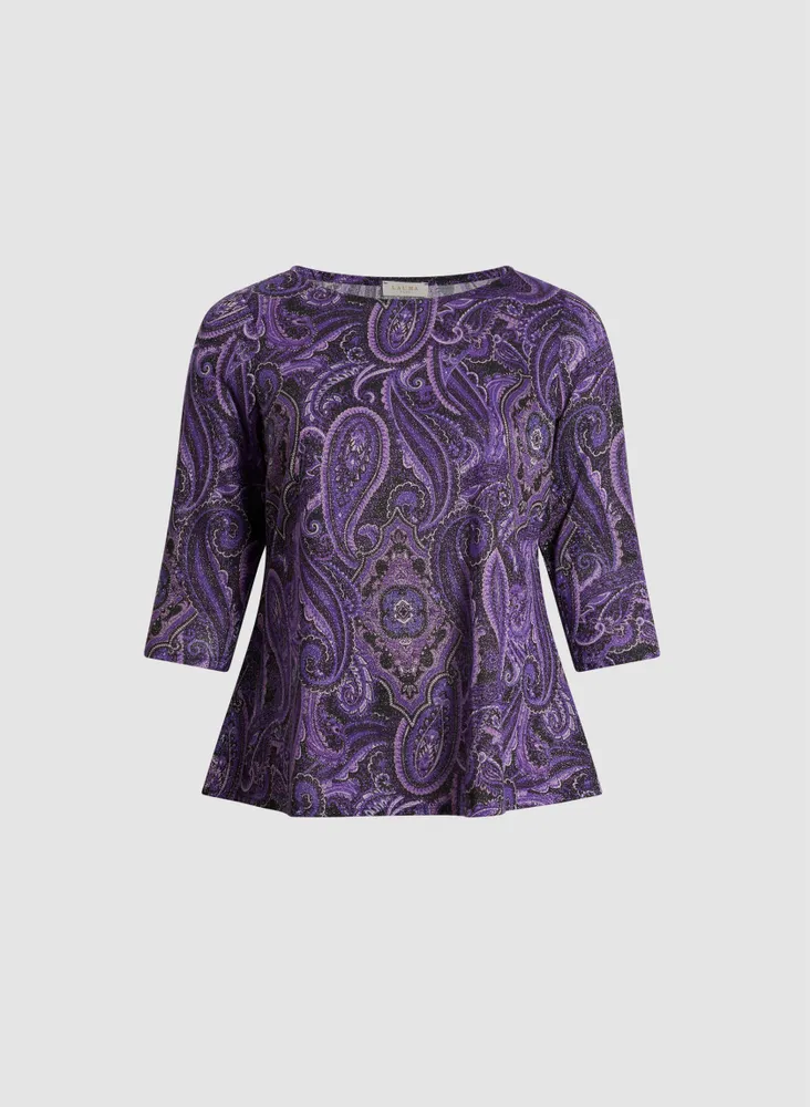 Paisley Print 3/4 Sleeve Top