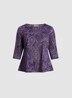 Paisley Print 3/4 Sleeve Top