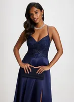 Sequin Detail V-Neck Gown