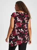 Cap Sleeve Floral Print Top