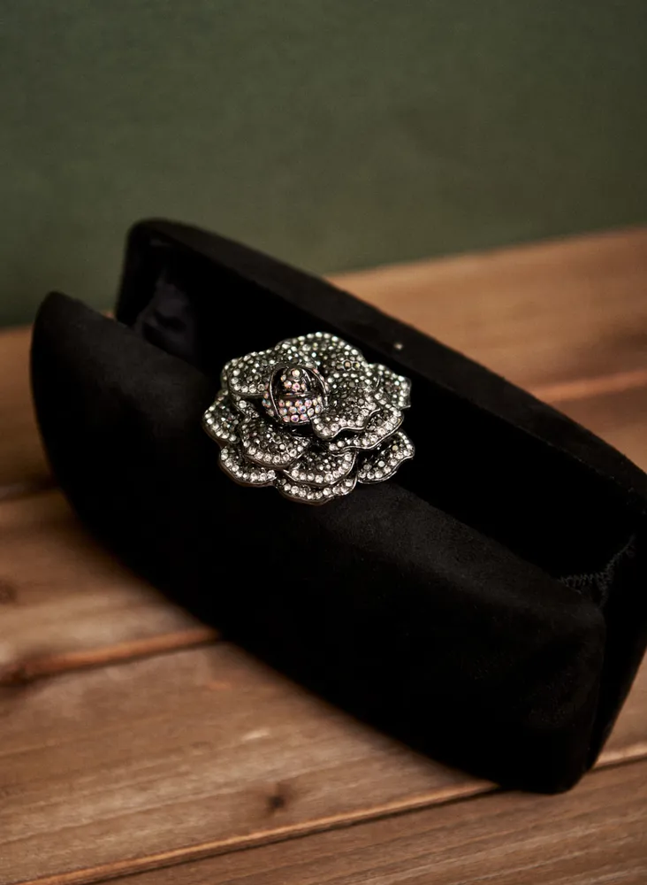 Crystal Flower Velvet Clutch