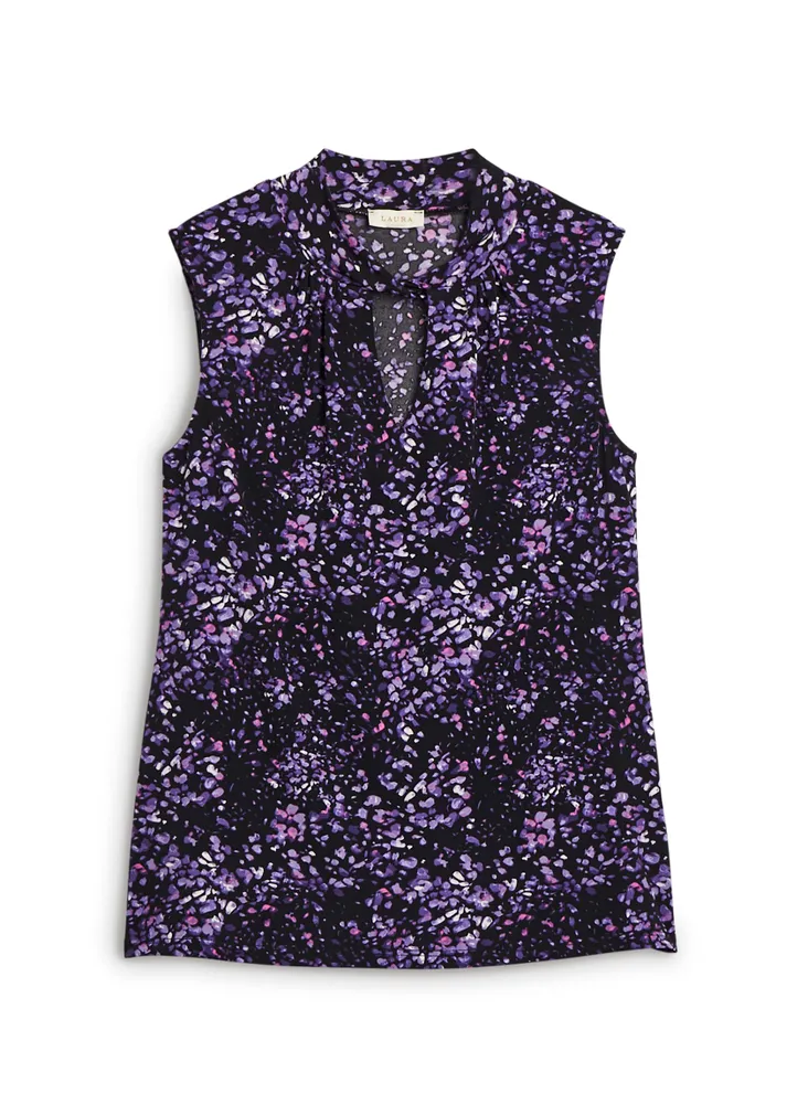 Abstract Floral Print Sleeveless Top