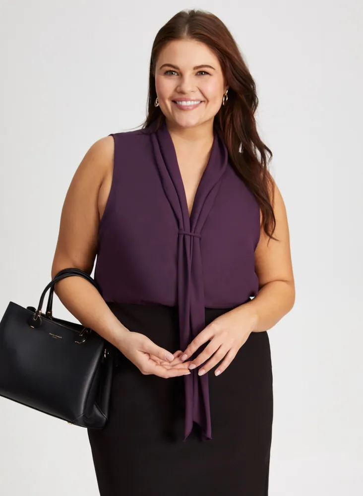 Tie Detail Sleeveless Popover Blouse