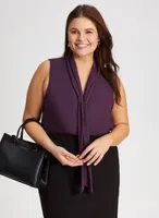 Tie Detail Sleeveless Popover Blouse