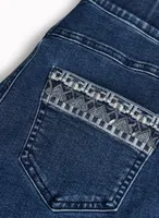 Embroidered Pull-On Jean Shorts