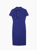 Puff Sleeve Tie Neck Dress