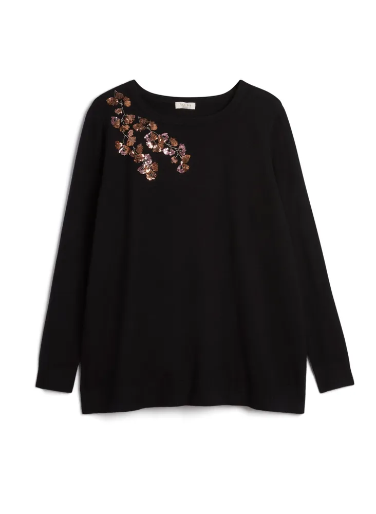 Sequin Floral Detail Sweater