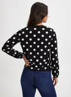 Dot Motif V-Neck Top