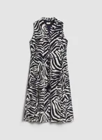 Zebra Print Button-Down Dress