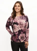 Dolman Sleeve Floral Print Sweater