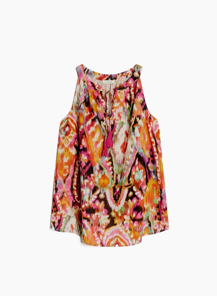 Abstract Print Sleeveless Blouse