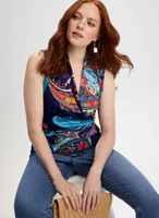 Paisley Print Sleeveless Blouse