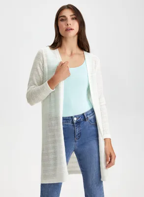 Pointelle Knit Open Front Top