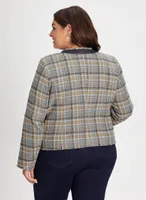 Plaid Contrast Trim Jacket