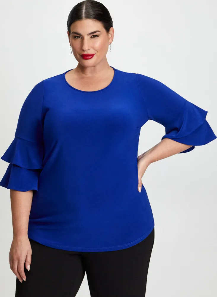 Double Ruffle 3/4 Sleeve Top