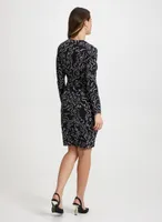 Abstract Print Wrap-Style Dress