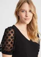 Dot Mesh Sleeve Top