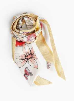 Butterfly & Floral Print Scarf