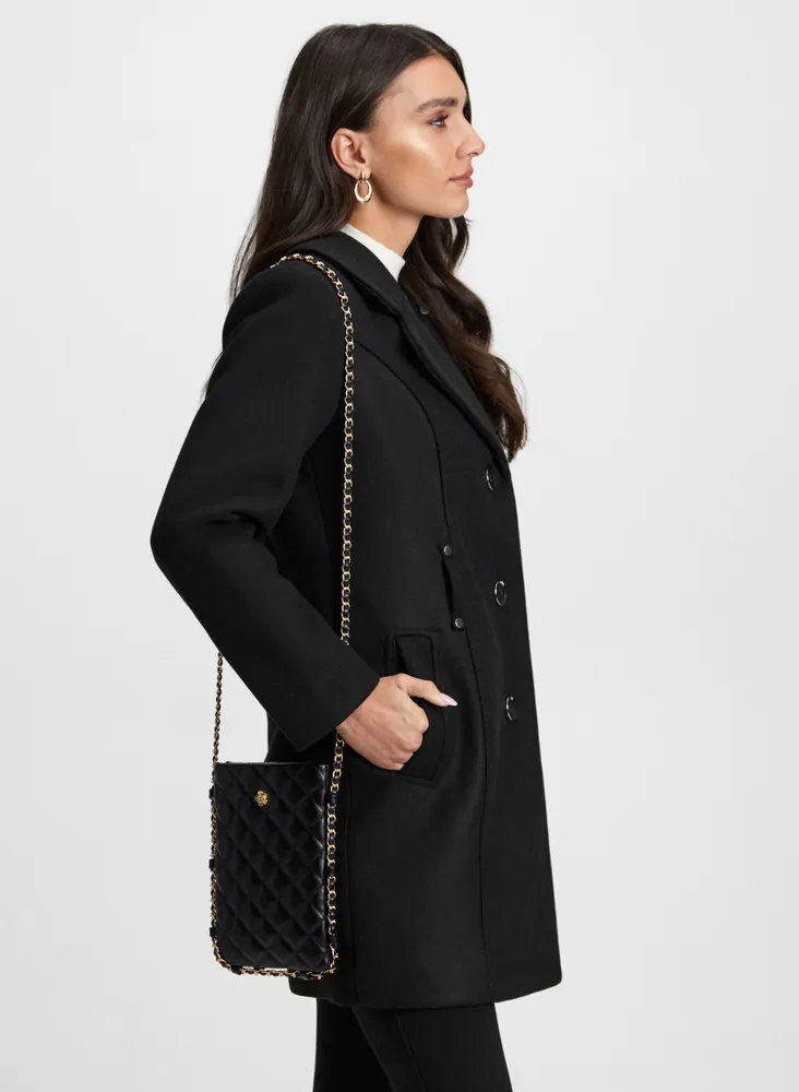 Belted Stretch Wool Blend Coat