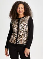 Animal Print Button Front Cardigan