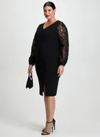 Embroidered Organza Sleeve Dress