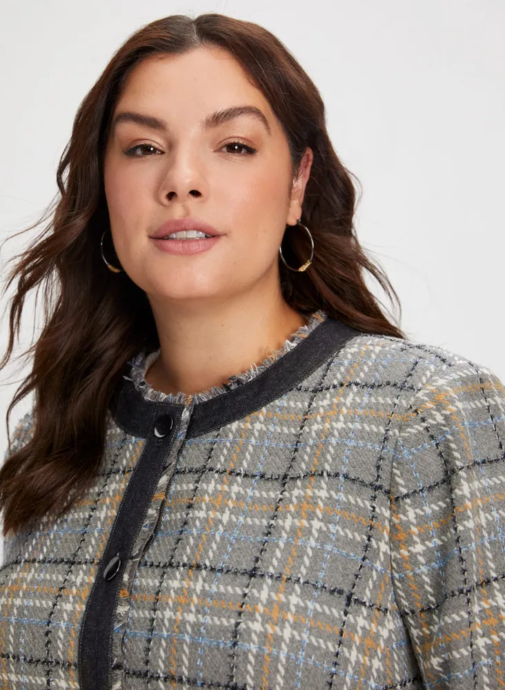 Plaid Contrast Trim Jacket