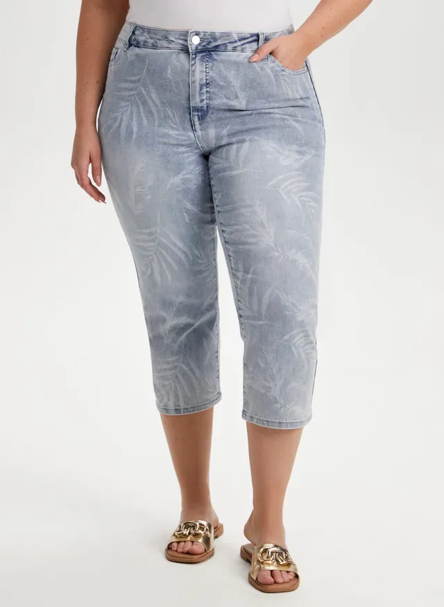 Cuffed Hem Denim Capris