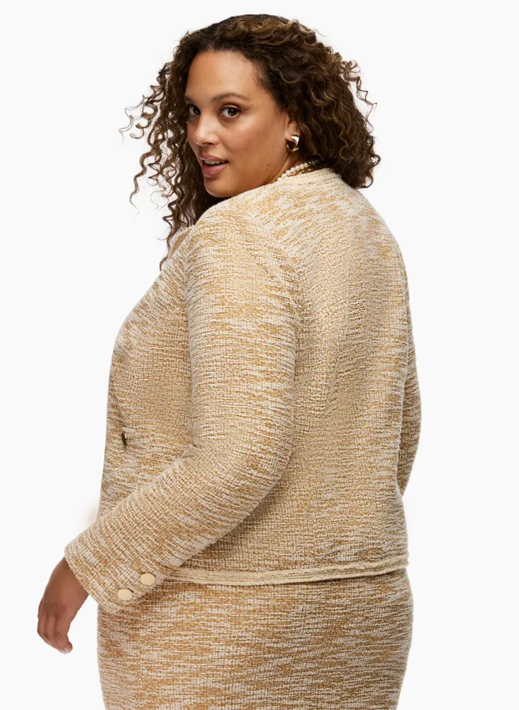 Collarless Bouclé Jacket