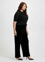 Pull-On Wide Leg Velour Pants