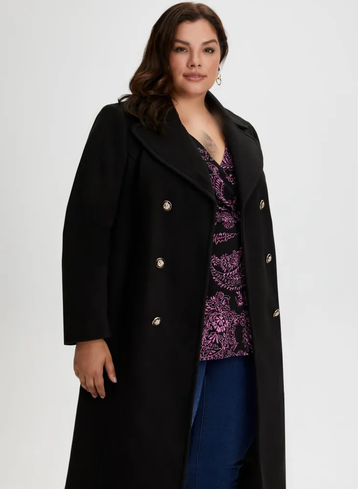 Laura Plus Mid-Length Wool Blend Coat