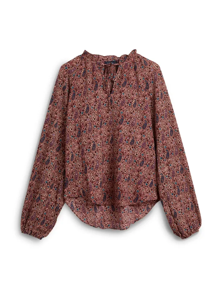 Puff Sleeve Paisley Print Blouse